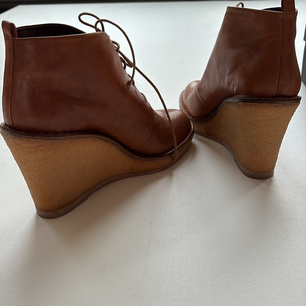 Marc By Marc Jacobs Cognac Leather Wedge Booties-NIB-Brown-Size 8.5-9 - Picture 13 of 14